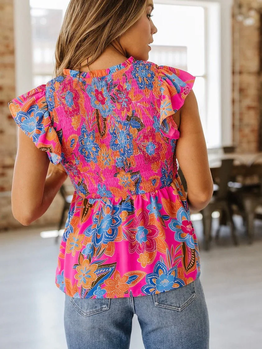 Vibrant Frill Peplum Blouse - Image 4