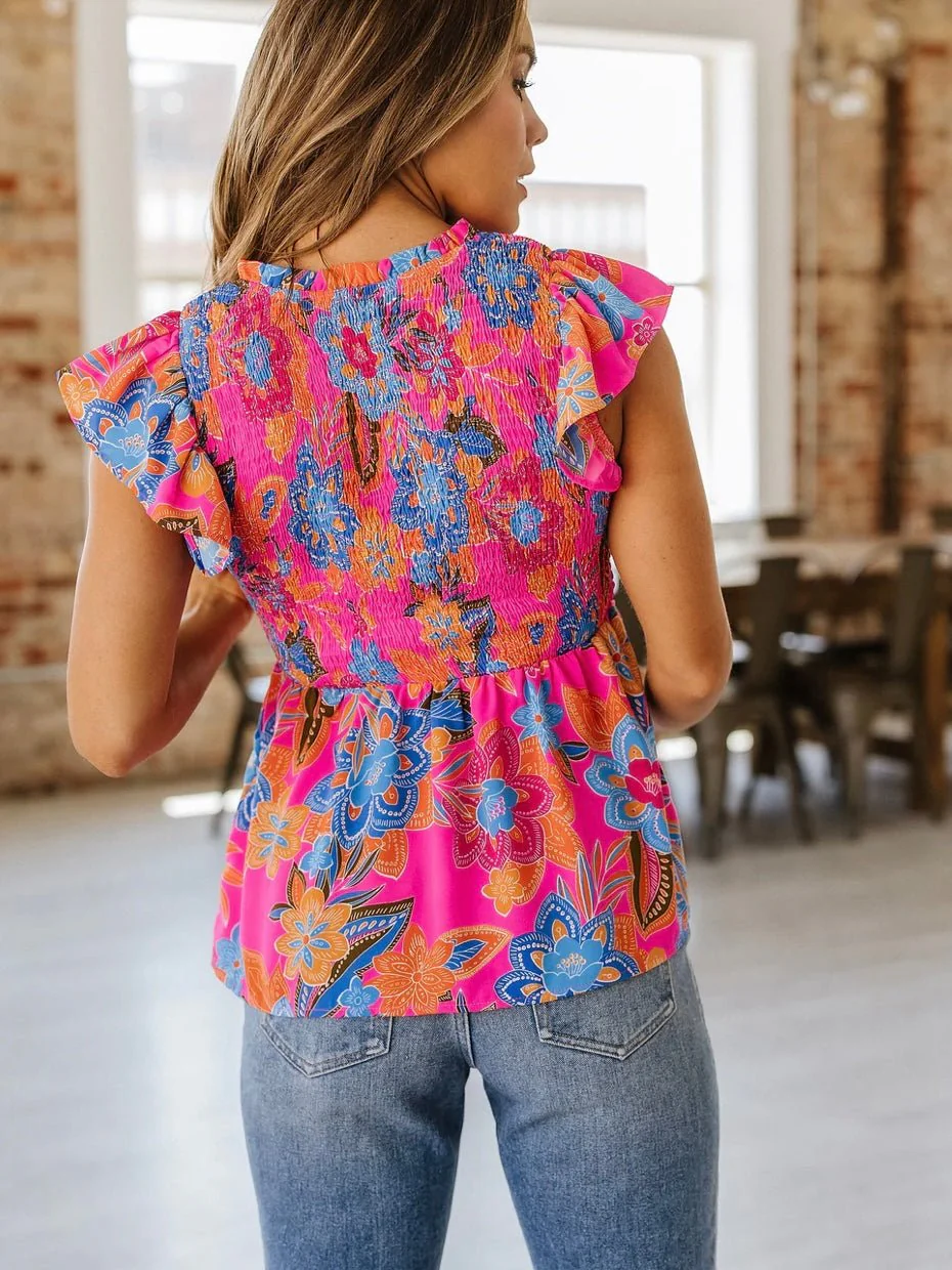 Vibrant Frill Peplum Blouse - Image 5