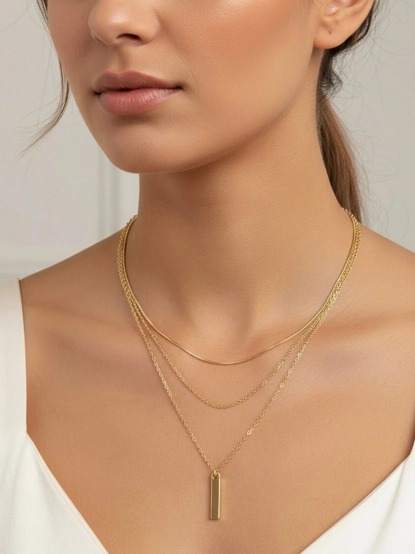 Golden Minimalist Layered Necklace - Image 3