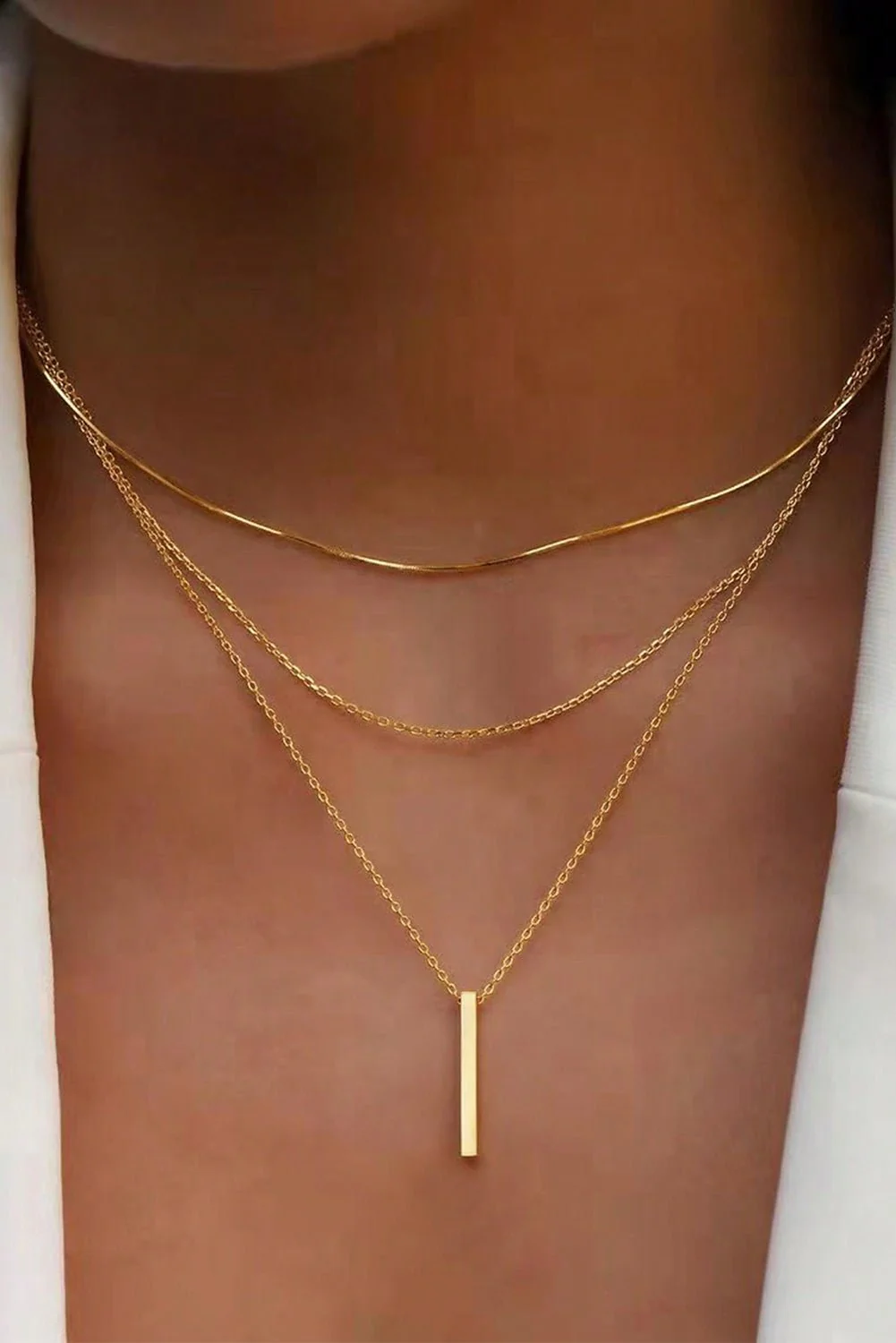 Golden Minimalist Layered Necklace - Image 4