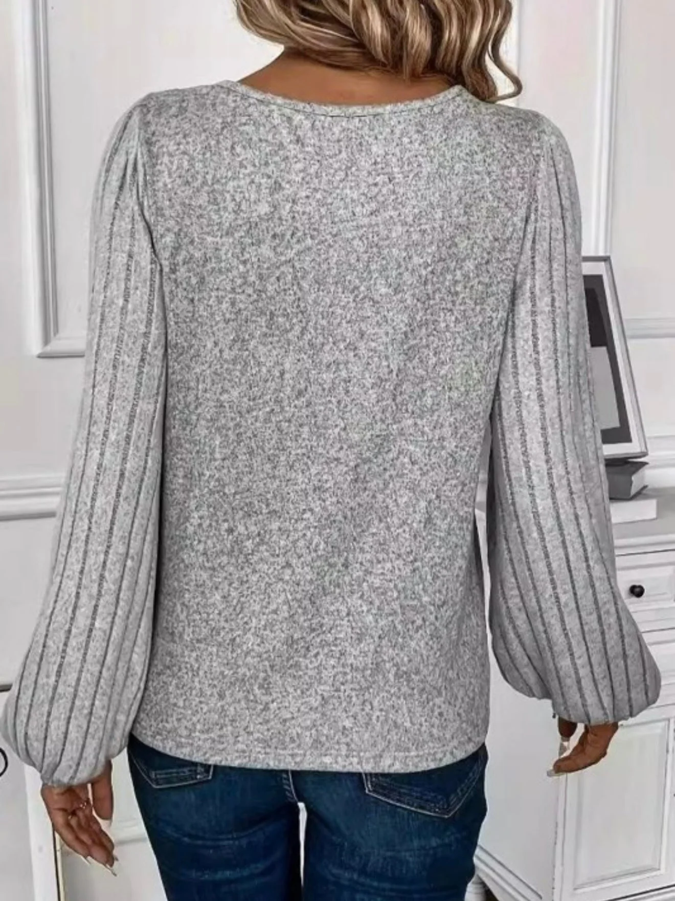 Gray Lace Harmony Sweater - Image 3