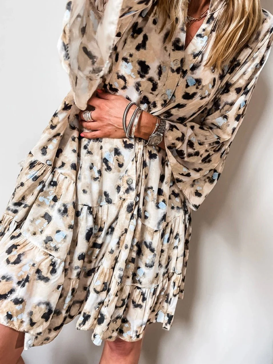 Icy Blue Leopard Tunic Dress - Image 4