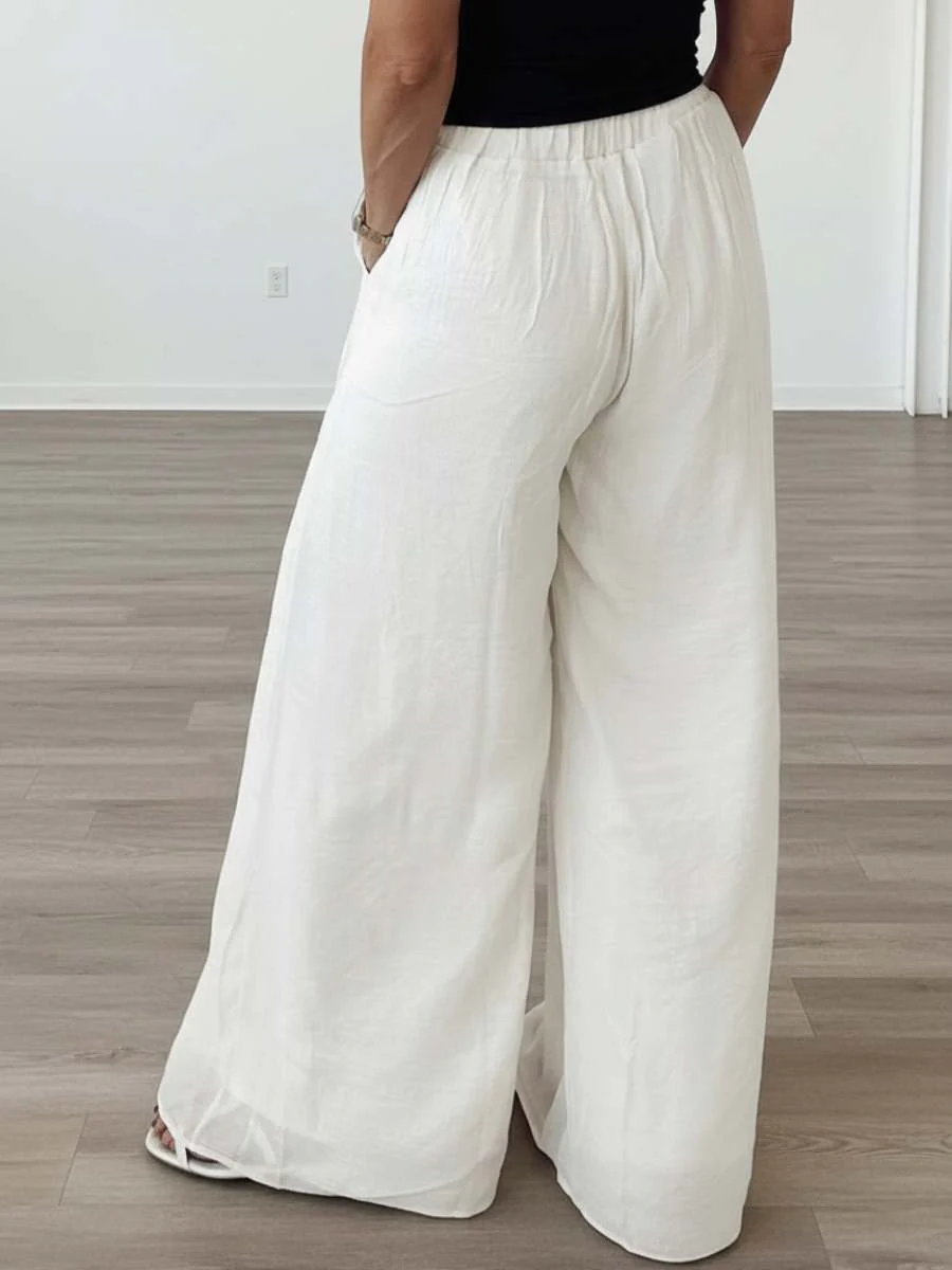 Ivory Drift Pleated Wide Leg Pants - Image 6