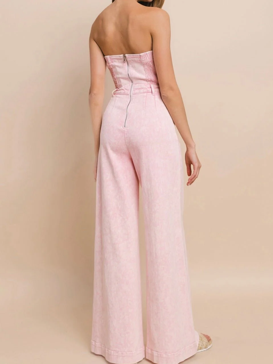 Just Sweet Pink Denim Jumpsuit - Image 3