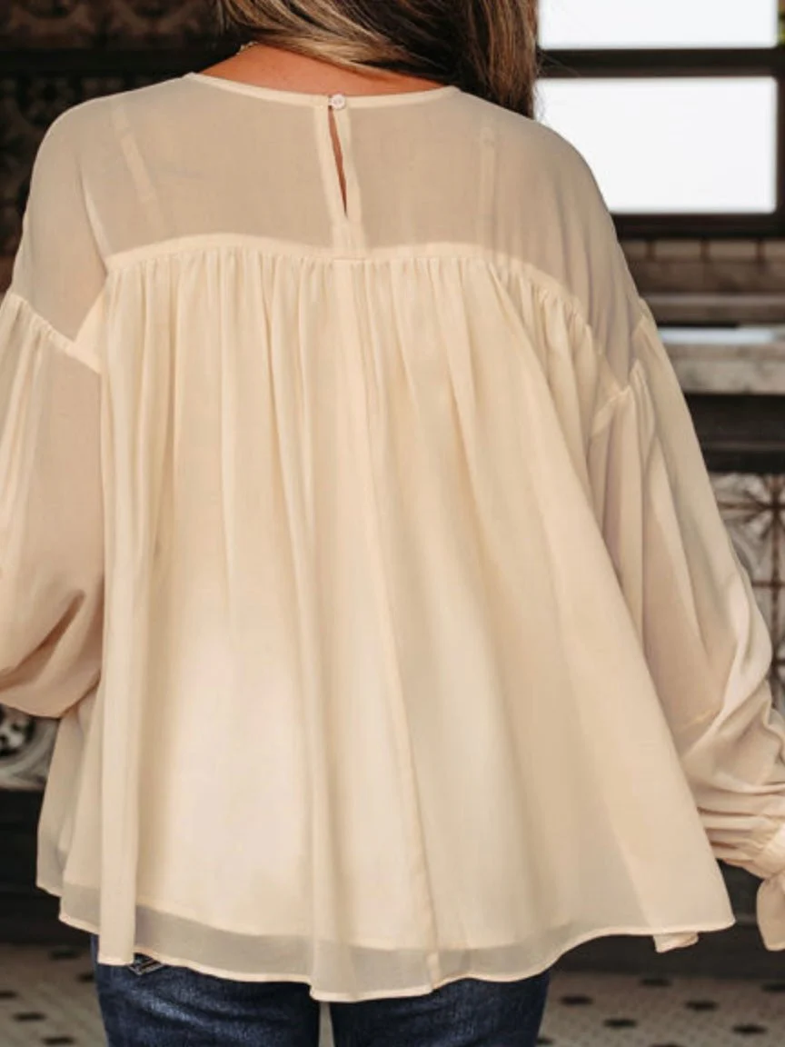 Latte Glow Chiffon Blouse - Image 2