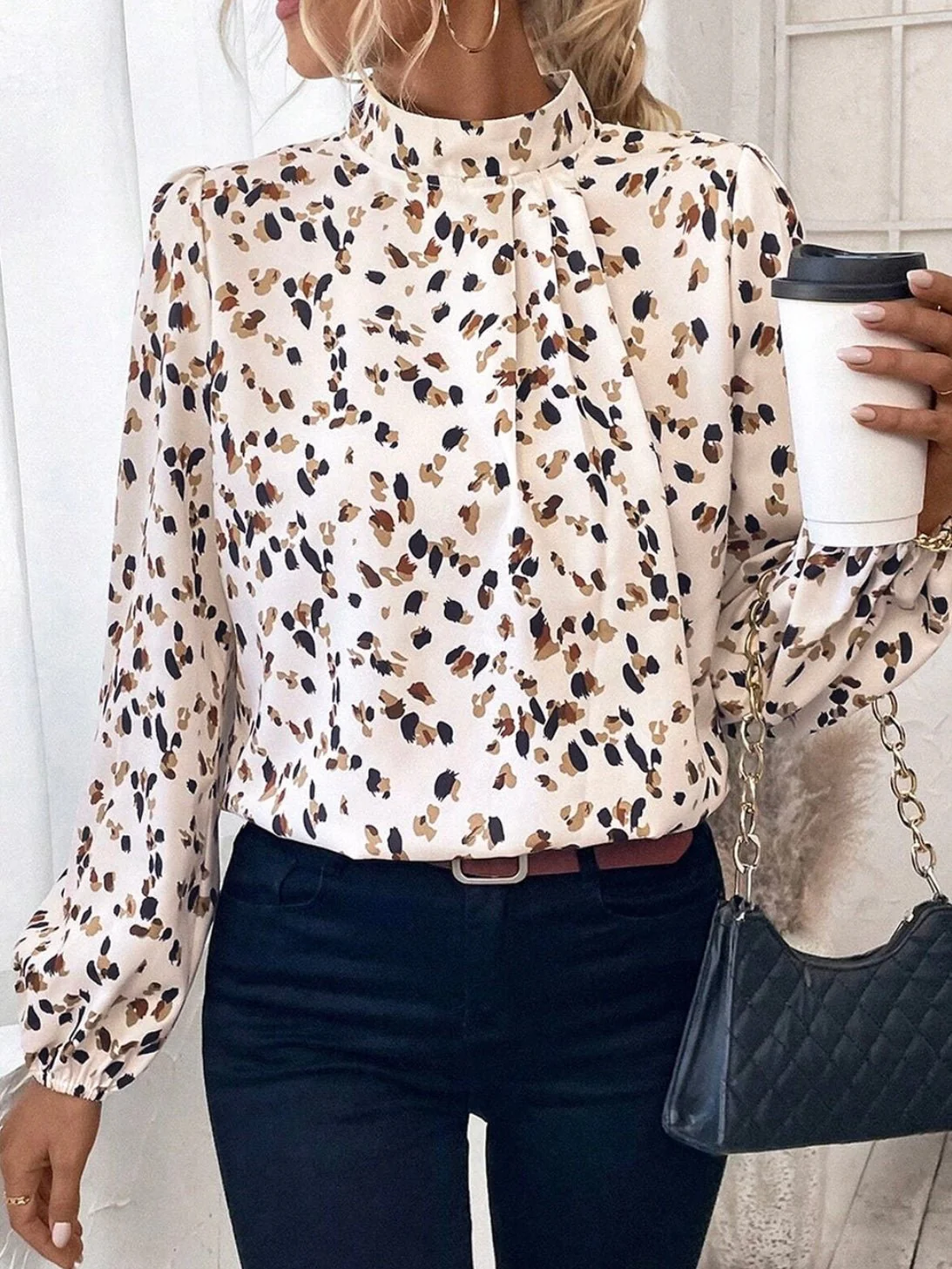 Leopard Lantern Sleeve Top - Image 3