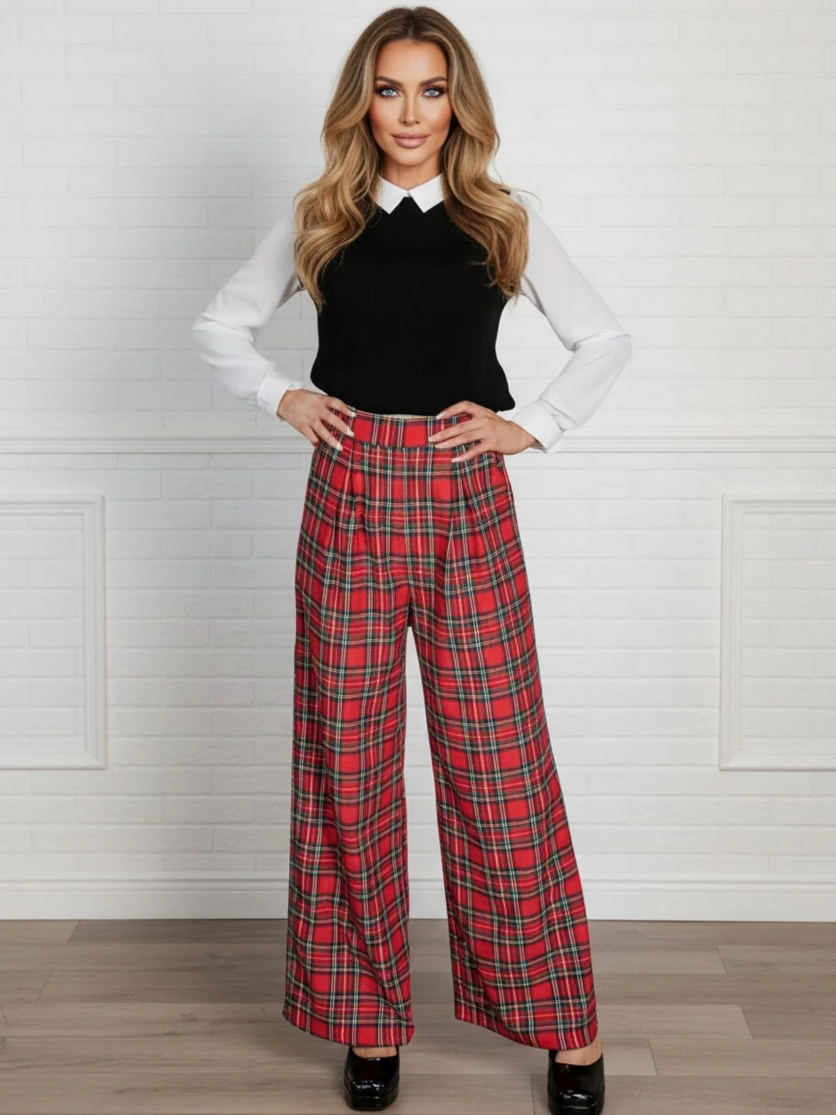 Made In Plaid Wide Leg Pants - Image 2