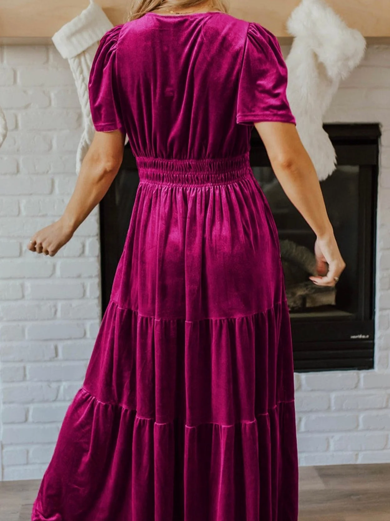 My Magenta Velvet Dress - Image 2