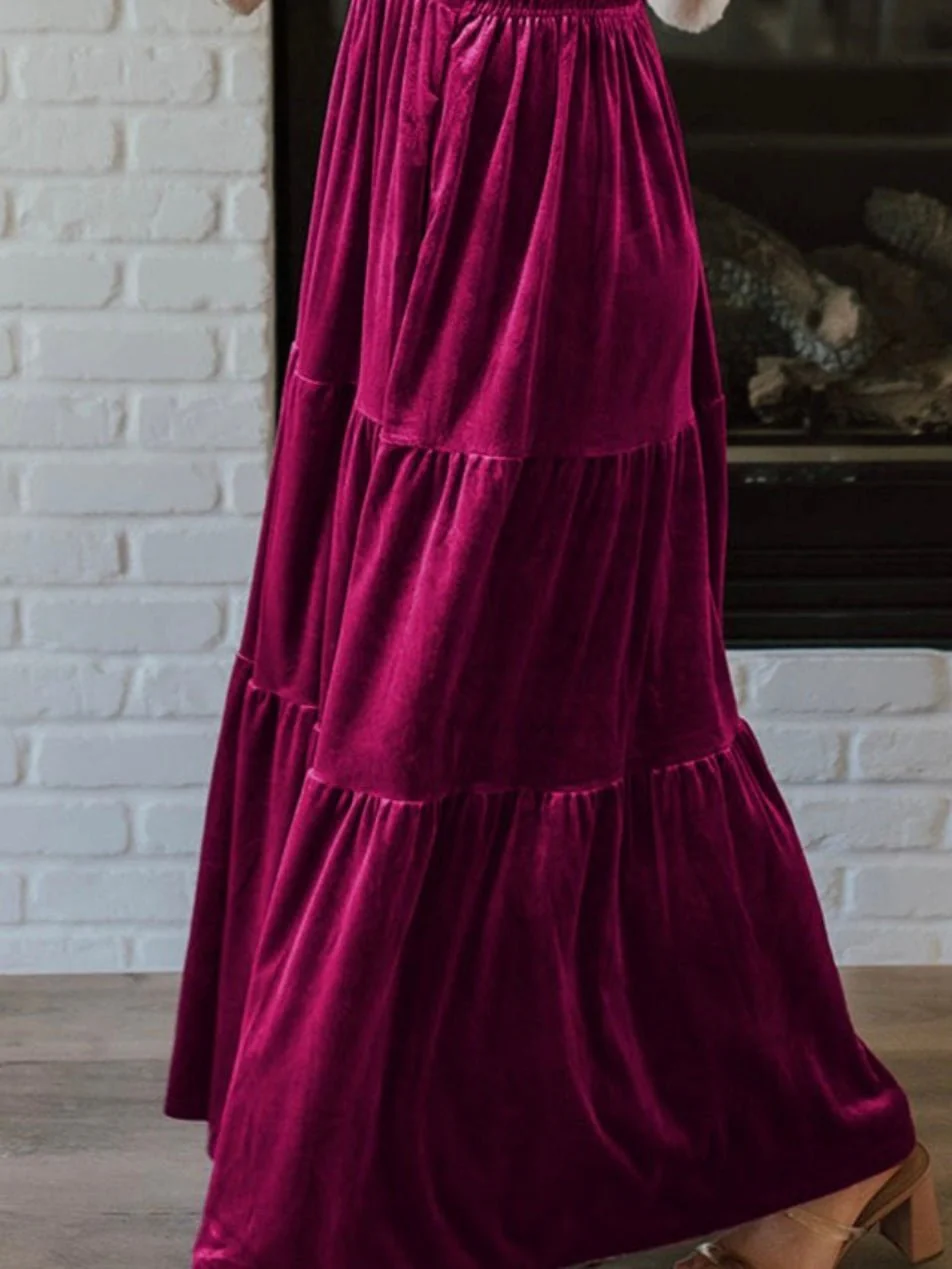 My Magenta Velvet Dress - Image 3