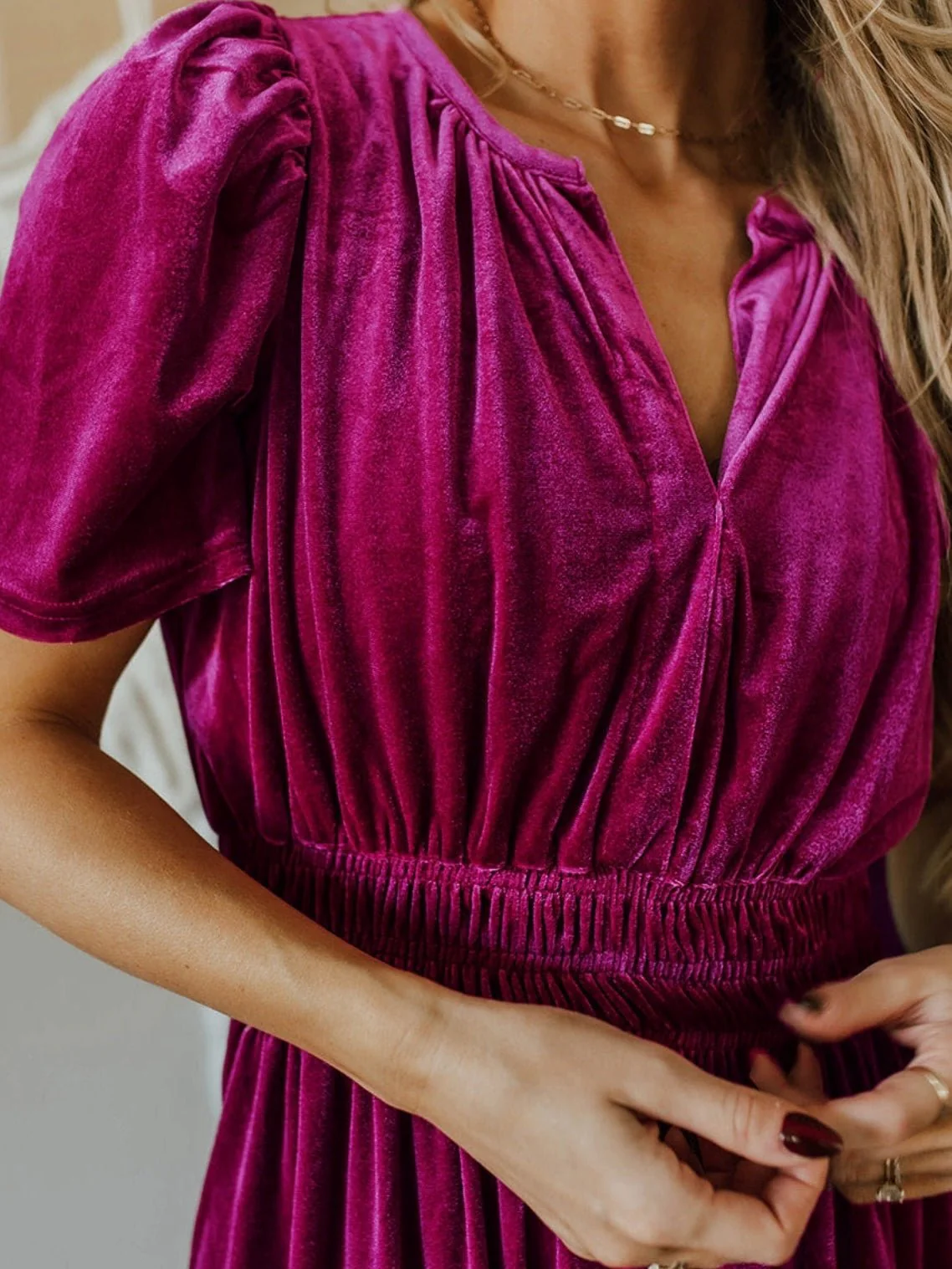 My Magenta Velvet Dress - Image 4