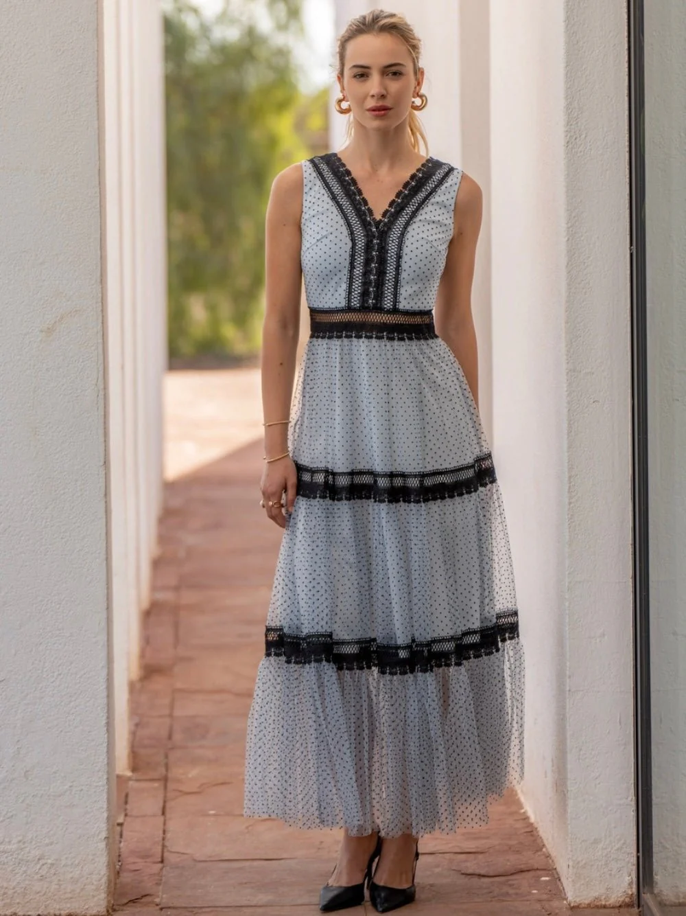 Nikki Dotted Tulle Maxi Dress - Image 13