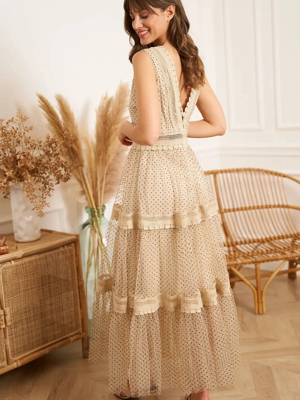 Nikki Dotted Tulle Maxi Dress - Image 5