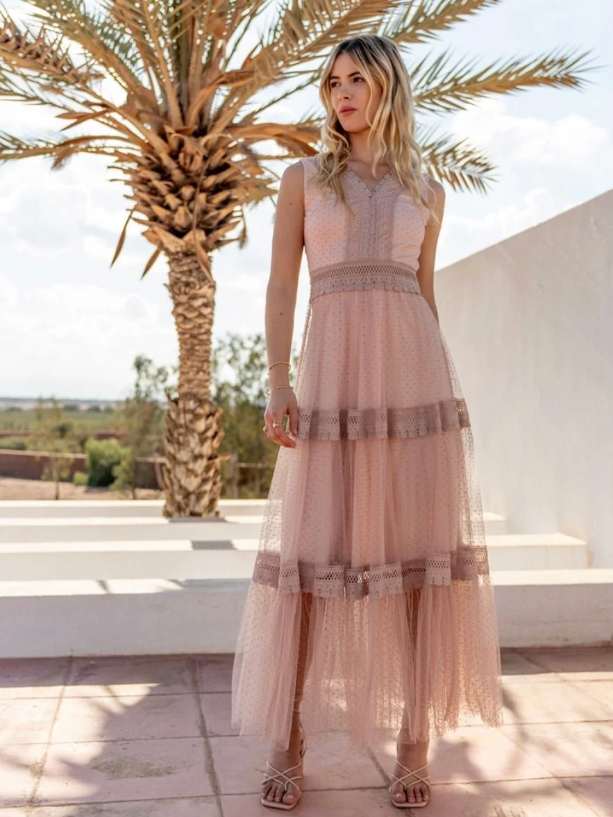 Nikki Dotted Tulle Maxi Dress - Image 8
