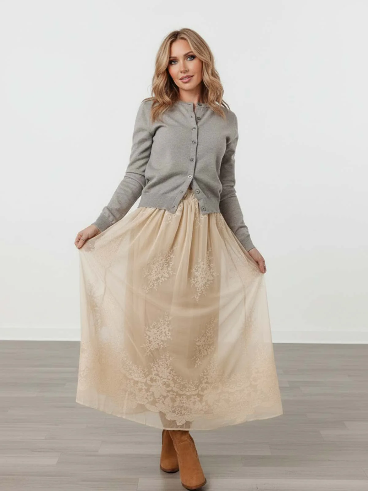 Golden Meadow Embroidered Skirt - Image 3