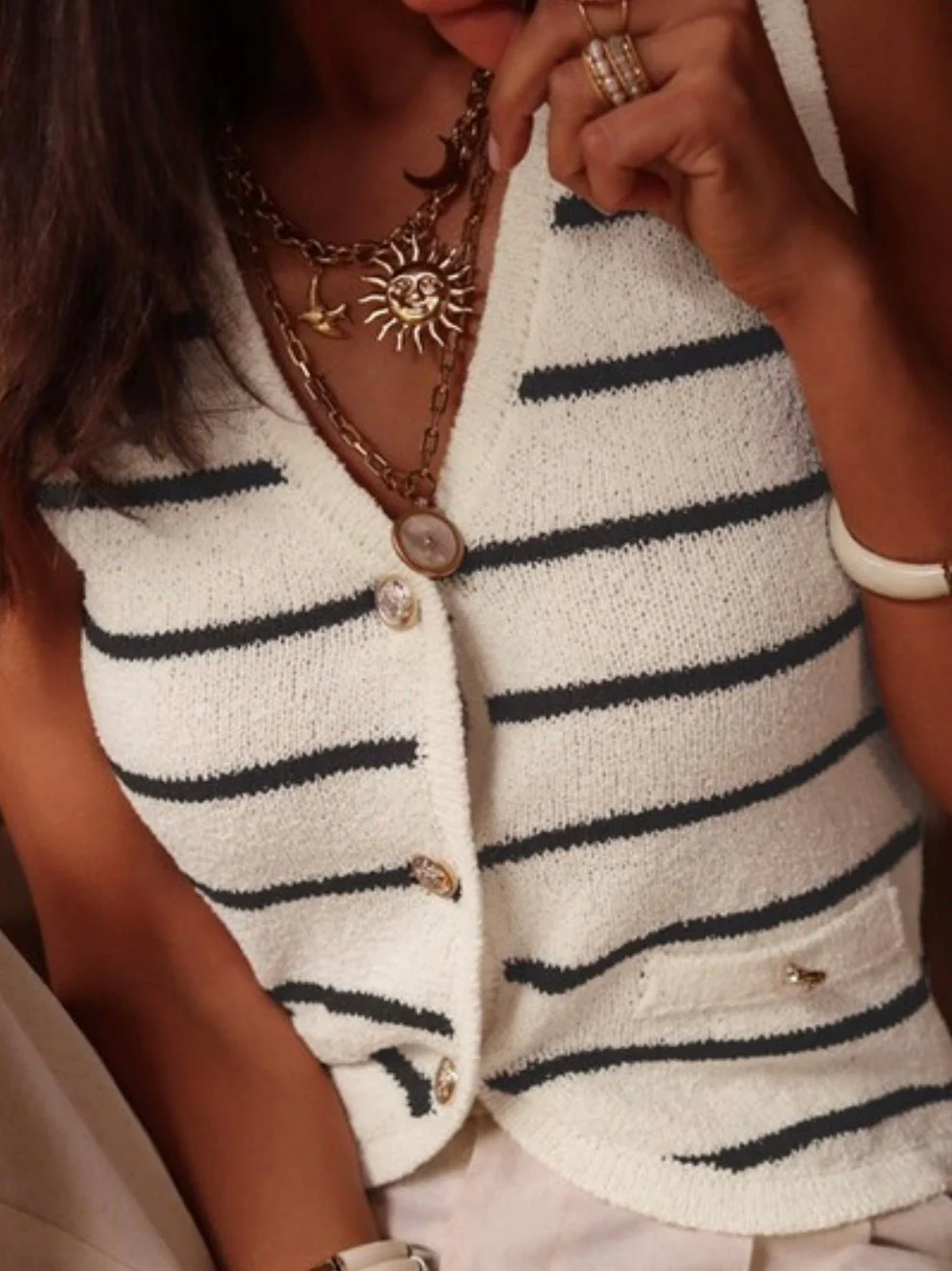Parisian Stripe Knit Vest - Image 6