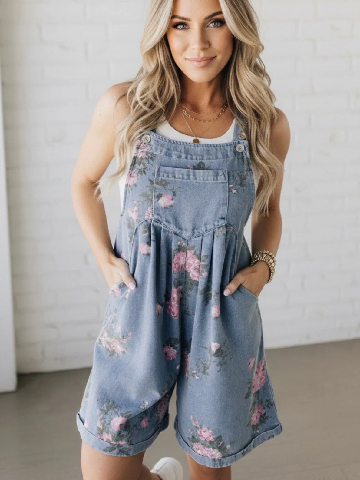 Pink Bloom Denim Romper - Image 5