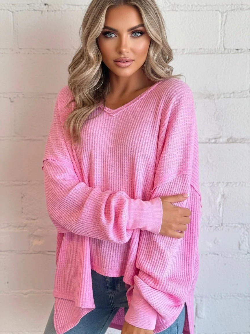 Pink Bliss Waffle Knit Top - Image 2