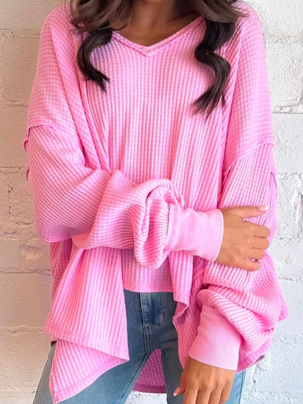 Pink Bliss Waffle Knit Top - Image 4