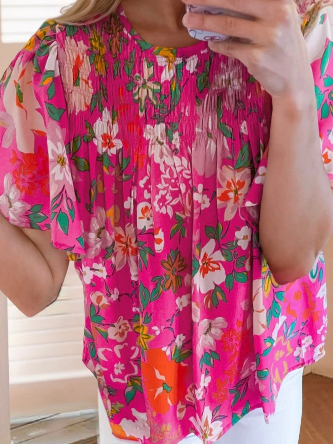 Fresh Pink Smocked Top - Image 5