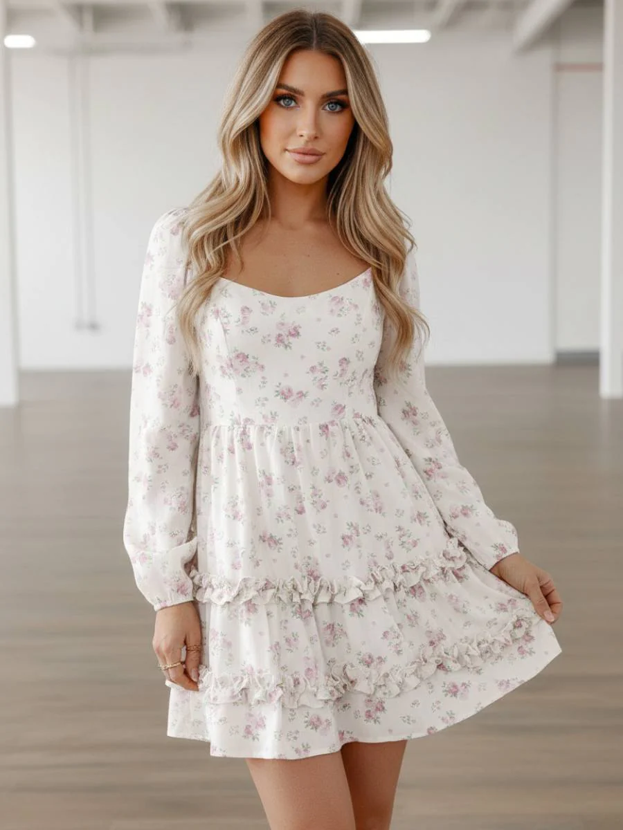 Pink Meadow Ruffle Mini Dress