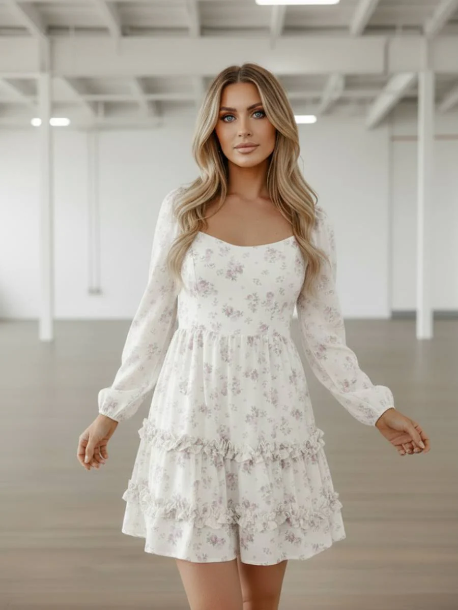 Pink Meadow Ruffle Mini Dress - Image 2