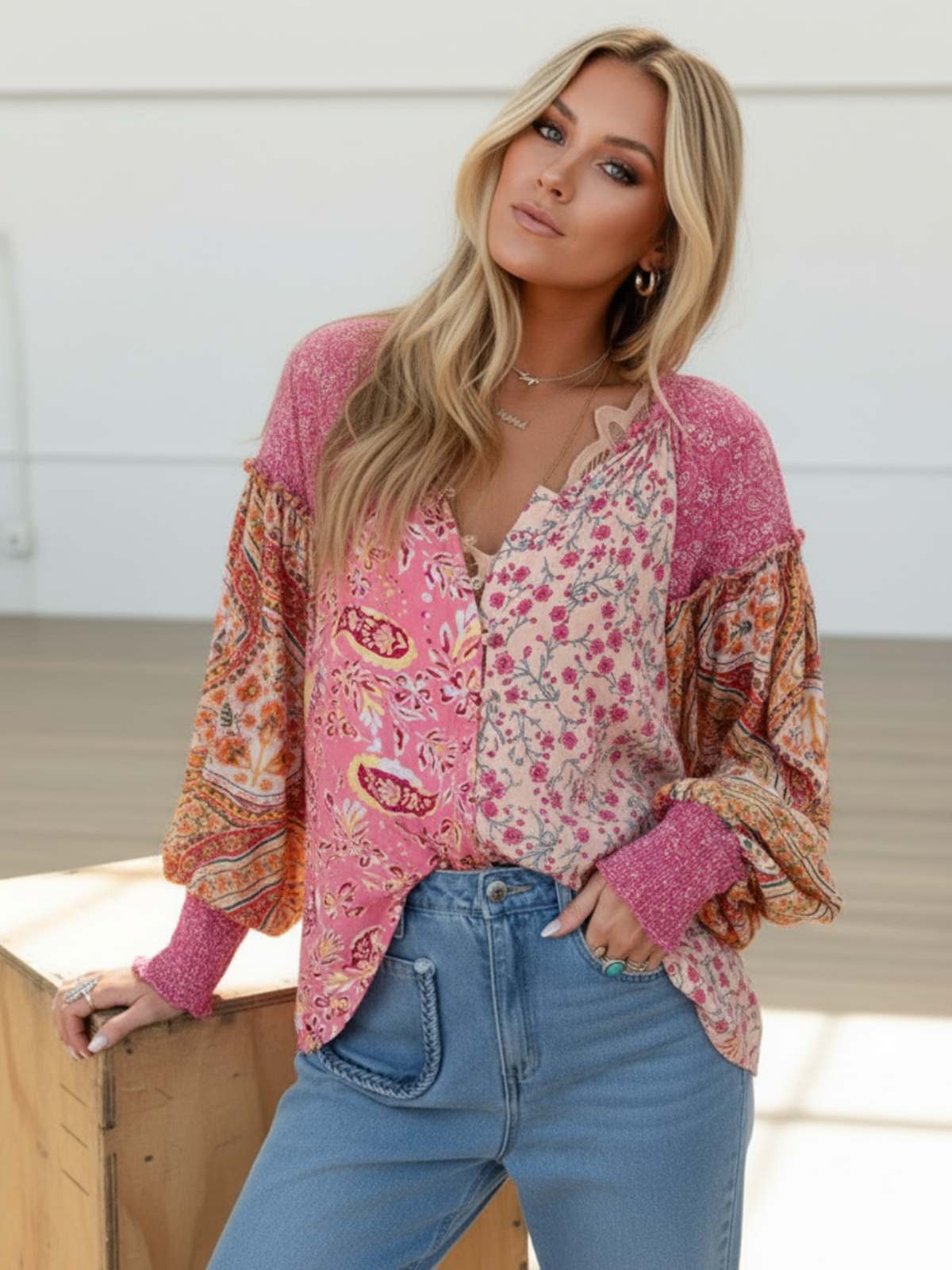 Botanical Mosaic Blouse - Image 3