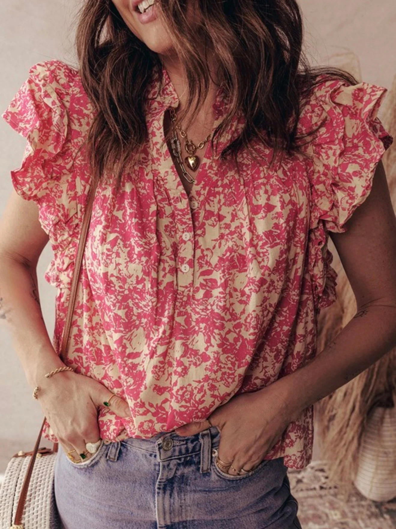 Pink Peony Flutter Blouse - Image 2