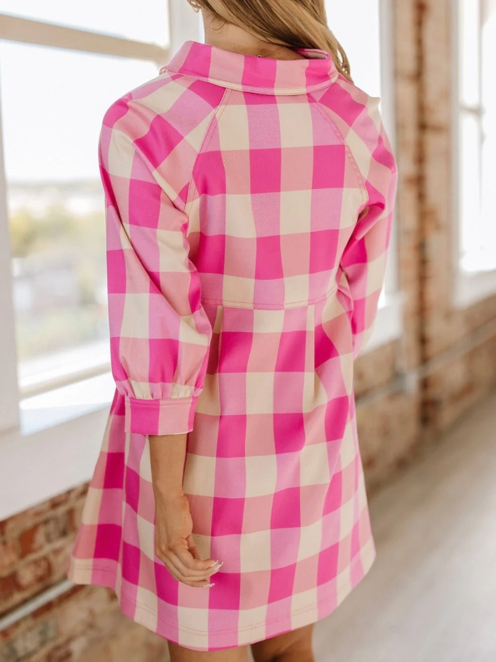 Pink Plaid Tunic Dress - Image 5