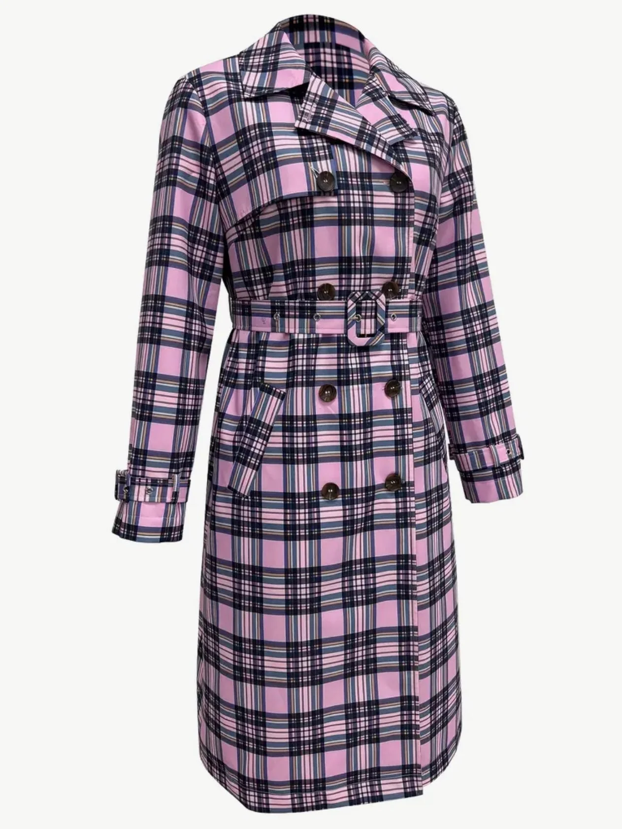 Pop Plaid Trench Coat - Image 3