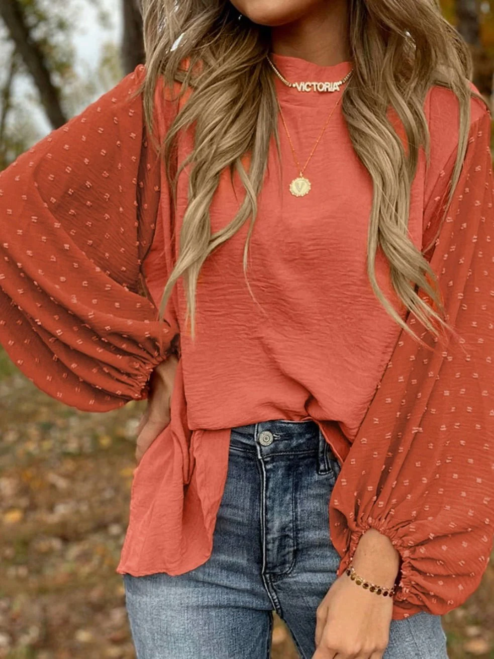Pumpkins Balloon Sleeve Top - Image 2