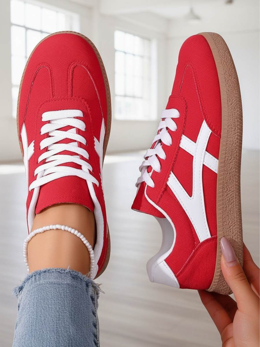 Racing Red Faux Suede Sneakers - Image 2