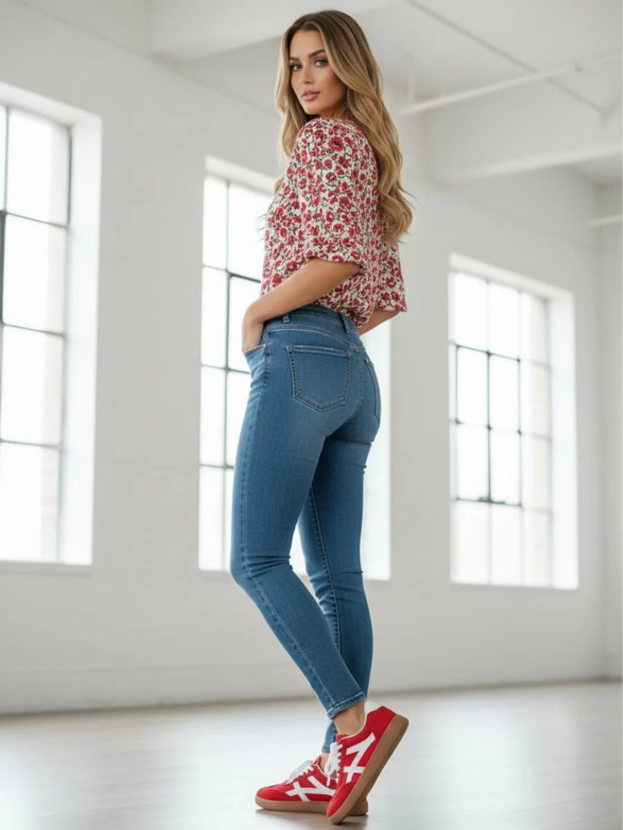 Racing Red Faux Suede Sneakers - Image 3
