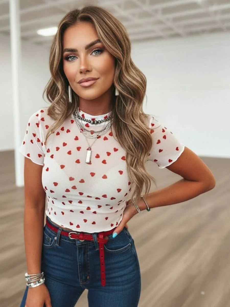 All My Lovin Heart Mesh Top - Image 6