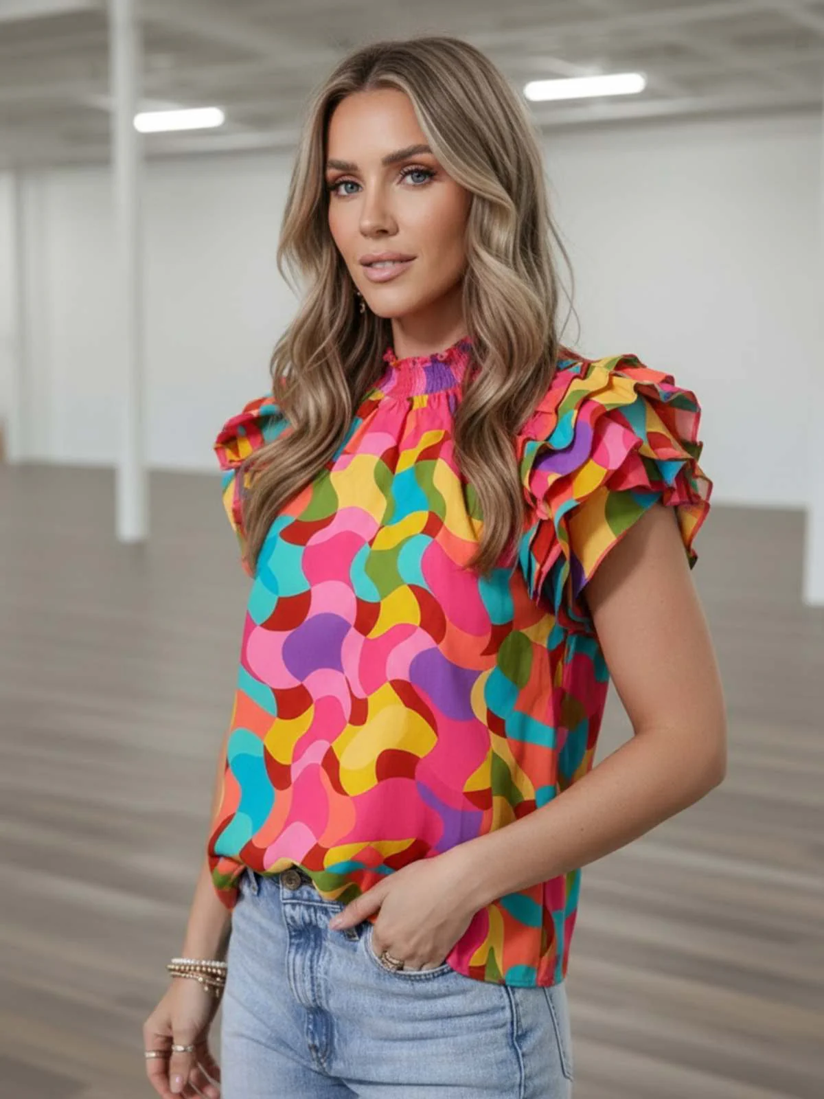 Kaleido Ruffle Blouse - Image 4