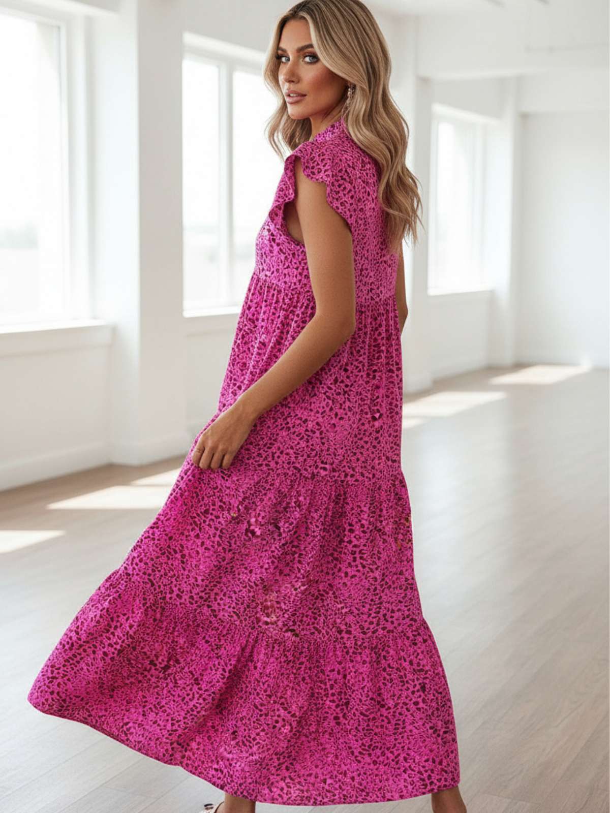 Rose Radiance Leopard Maxi Dress - Image 2