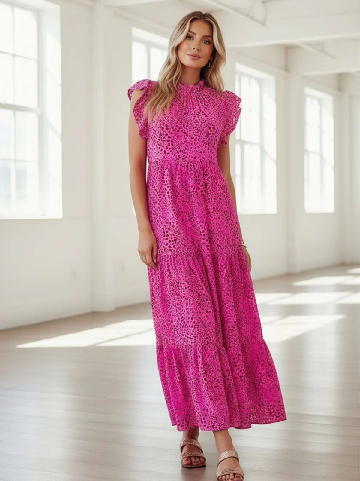 Rose Radiance Leopard Maxi Dress - Image 3