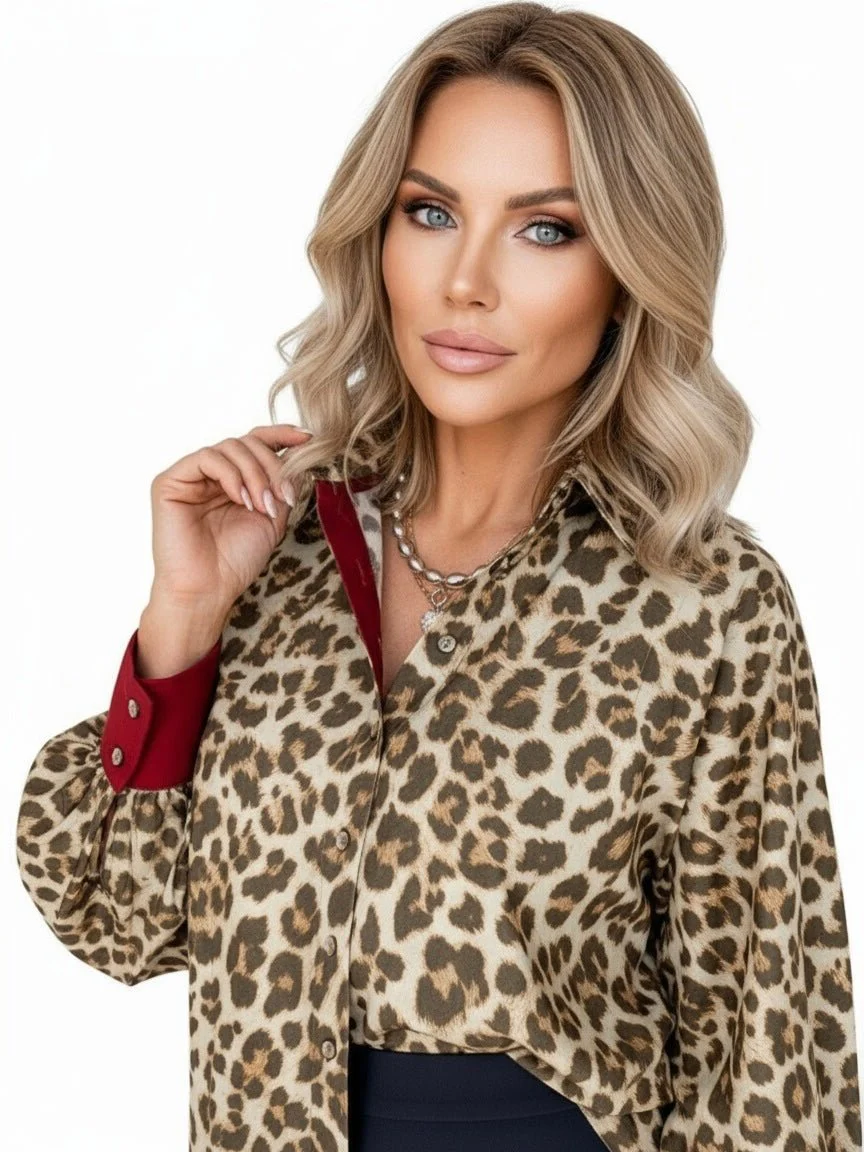 Scarlet Edge Leopard Blouse - Image 3
