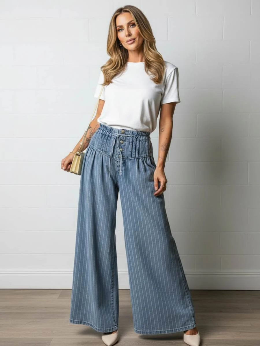 Blue Skies Stripe Wide Leg Jeans - Image 2