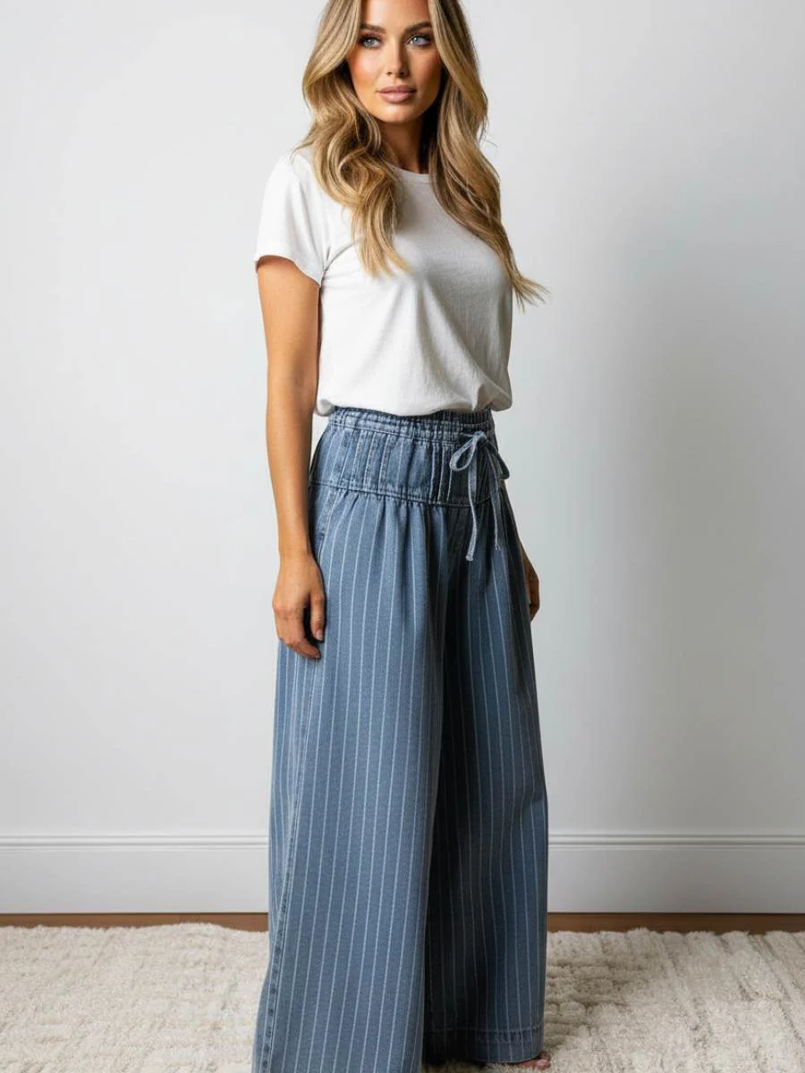 Blue Skies Stripe Wide Leg Jeans - Image 3