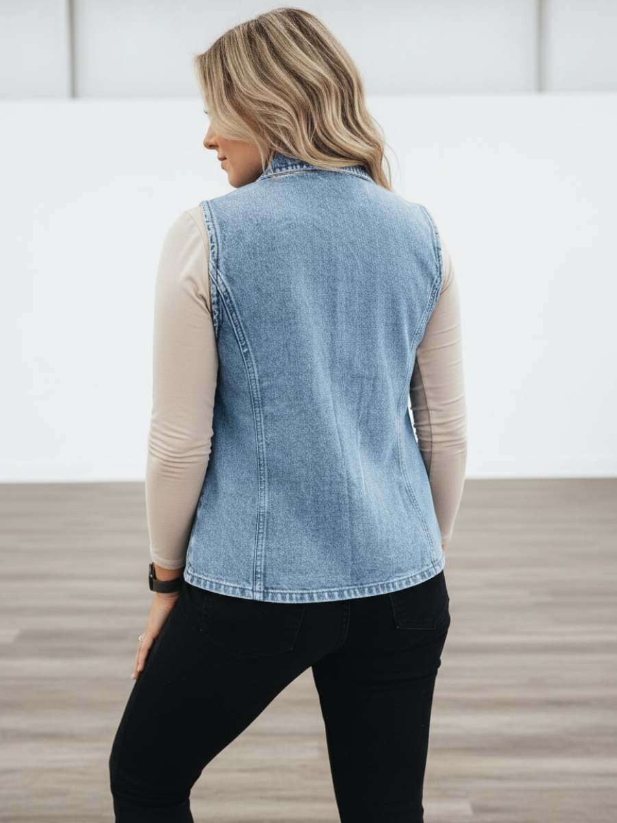Split Decision Denim Vest - Image 3