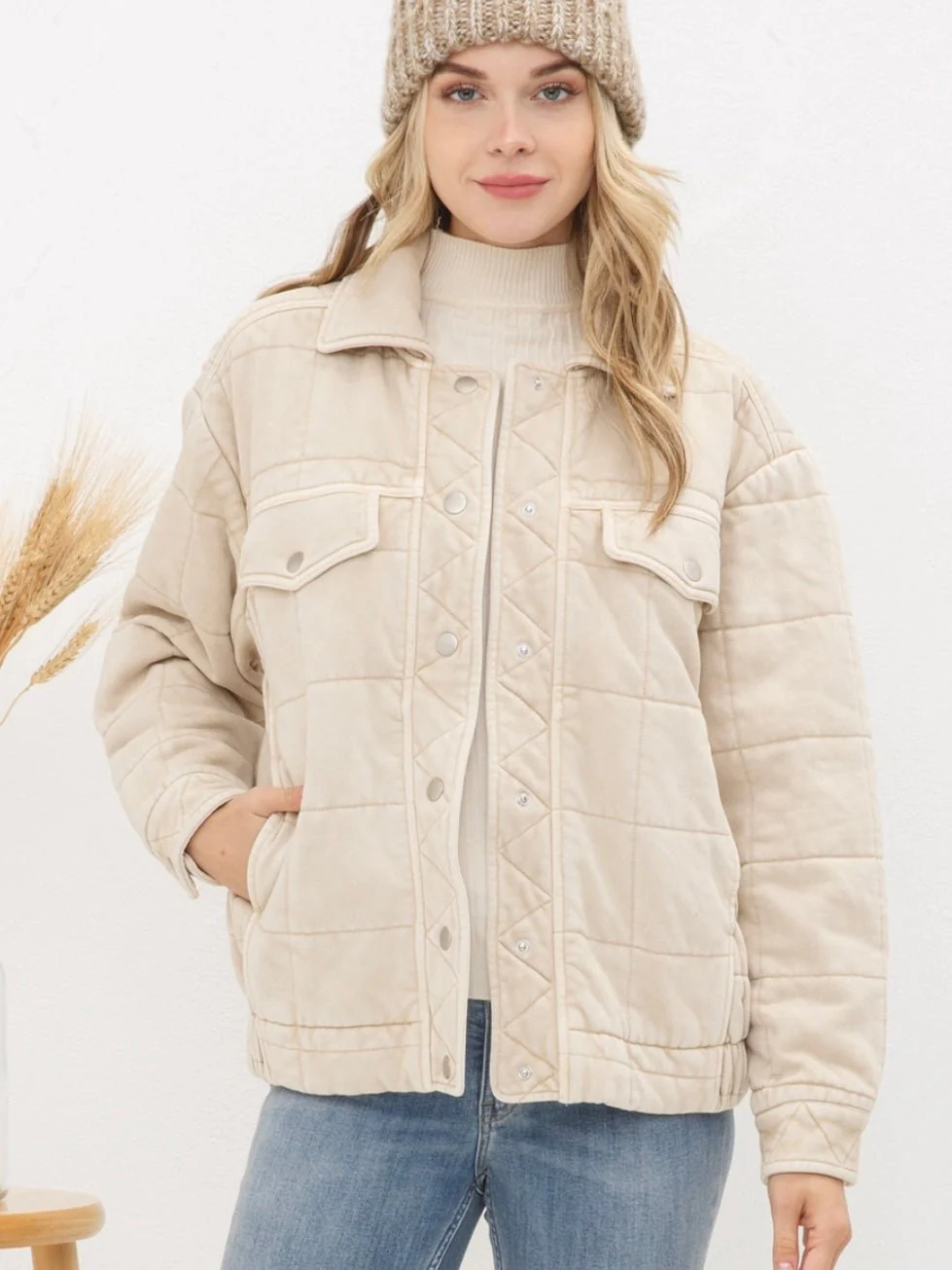 Stone Washed Quilted Jacket - Image 11