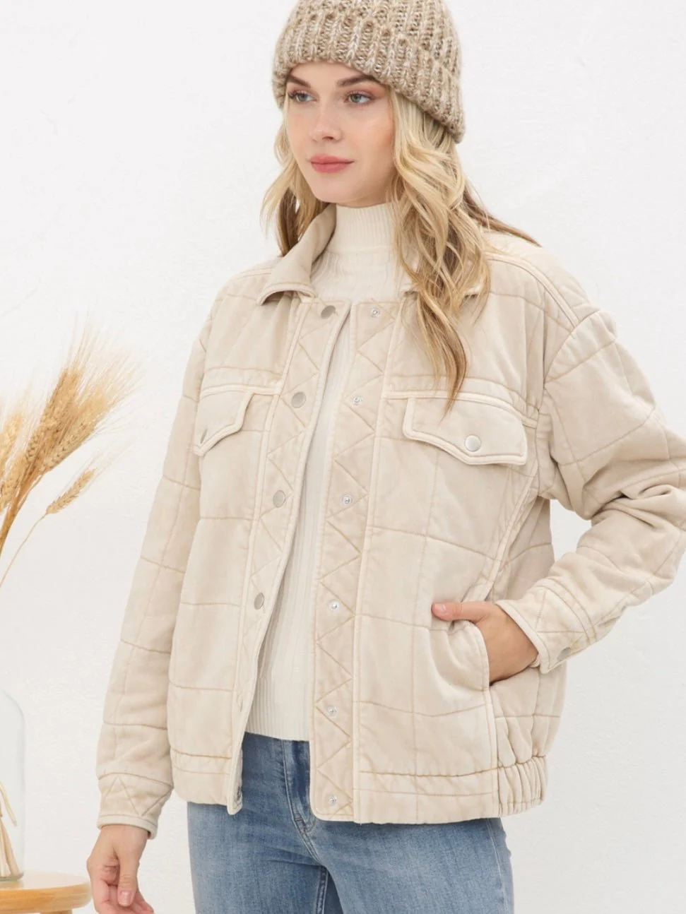 Stone Washed Quilted Jacket - Image 12