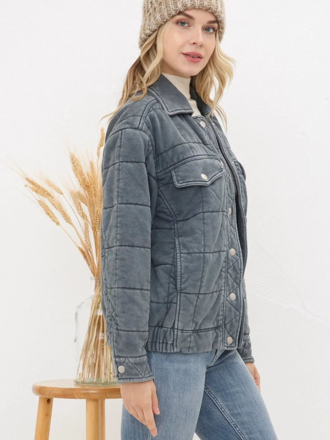 Stone Washed Quilted Jacket - Image 16