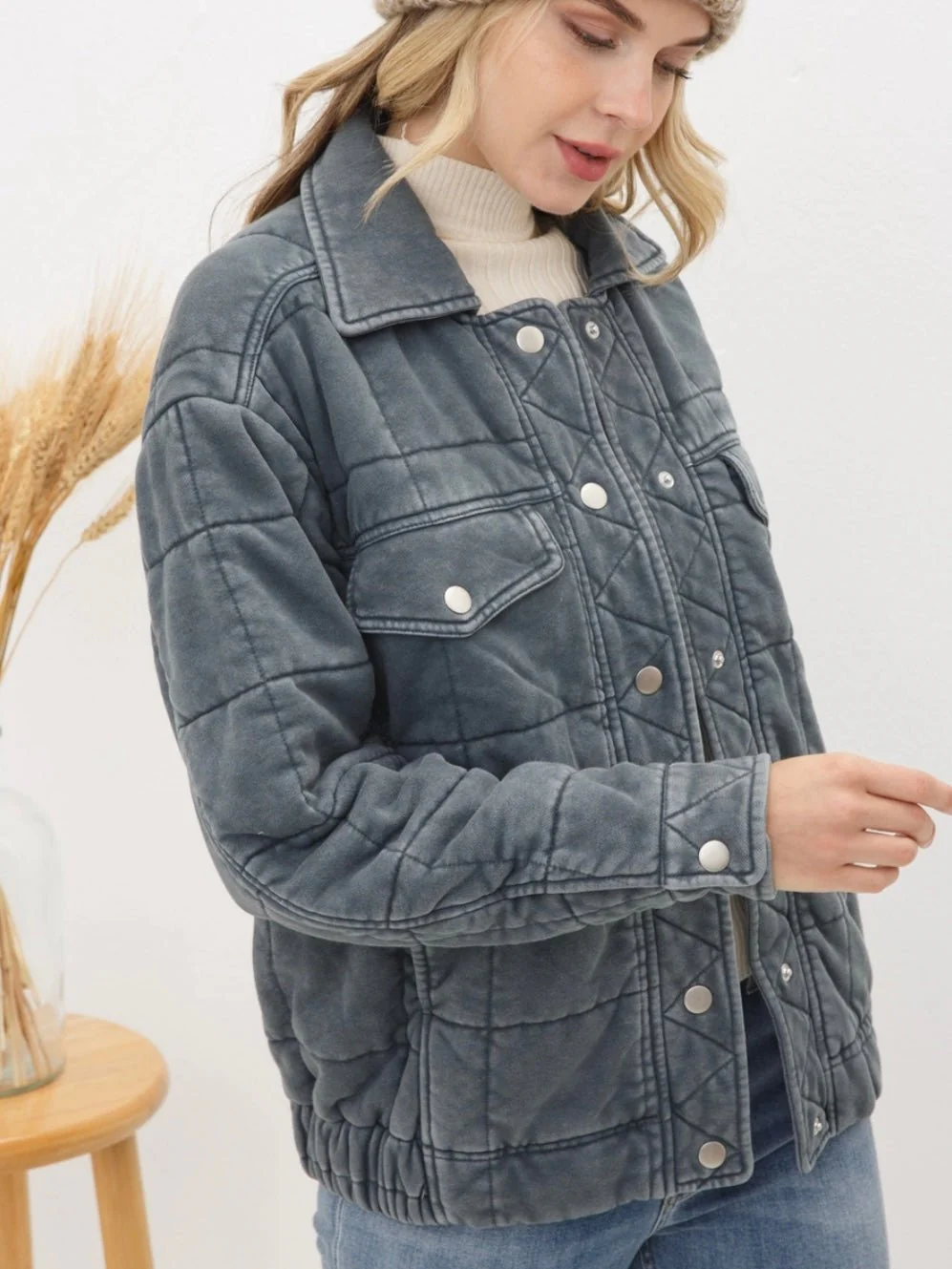 Stone Washed Quilted Jacket - Image 17