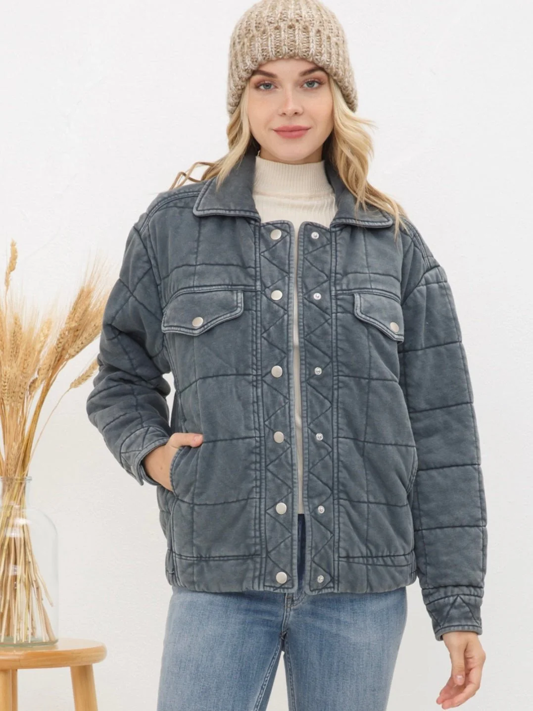 Stone Washed Quilted Jacket - Image 18
