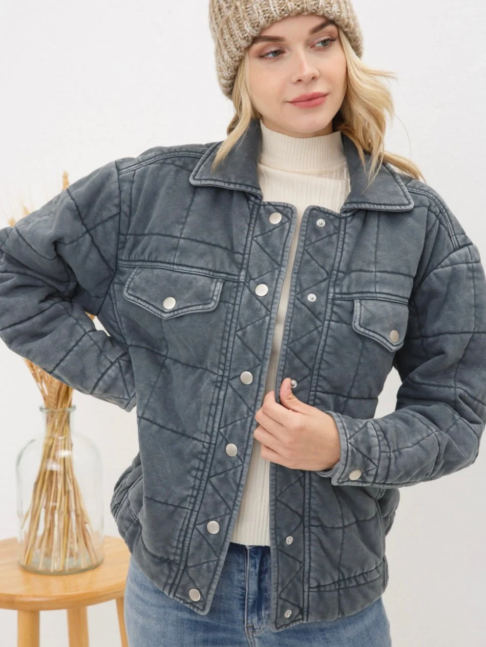 Stone Washed Quilted Jacket - Image 19