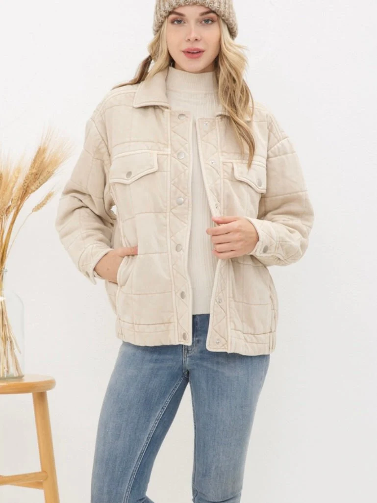 Stone Washed Quilted Jacket - Image 9