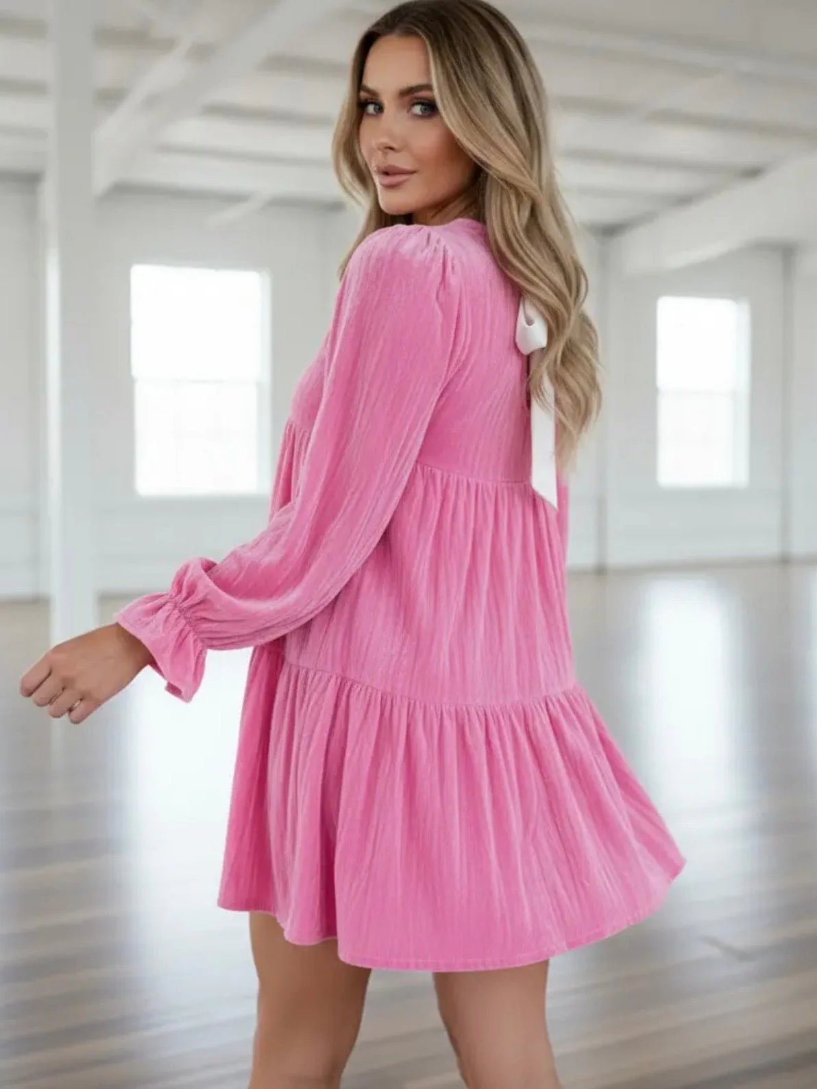 Rosette Velvet Bow Dress - Image 3