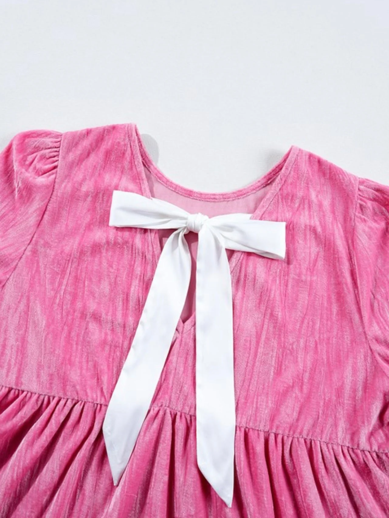 Rosette Velvet Bow Dress - Image 7