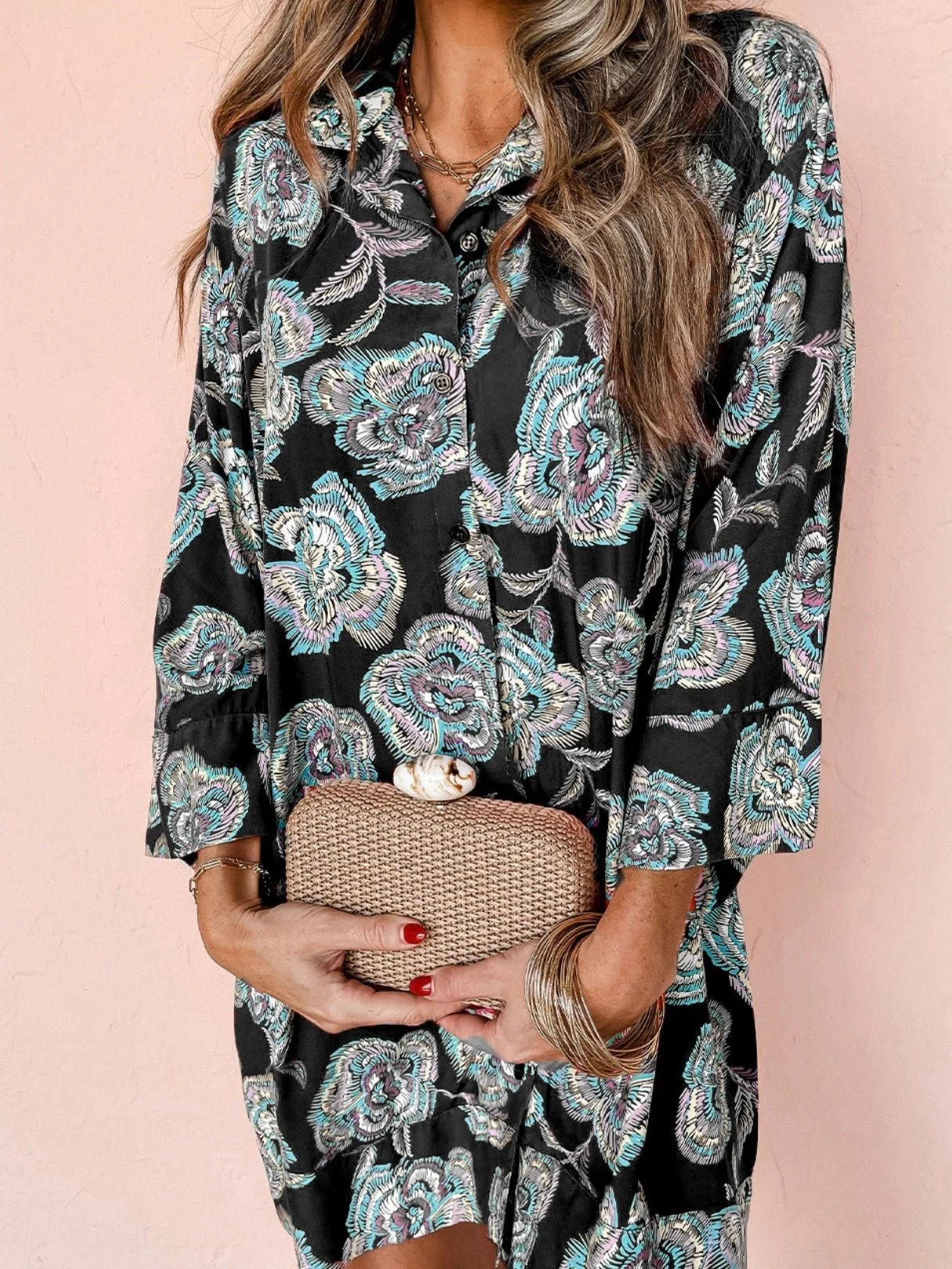 The Black Mandarin Shirt Dress - Image 3